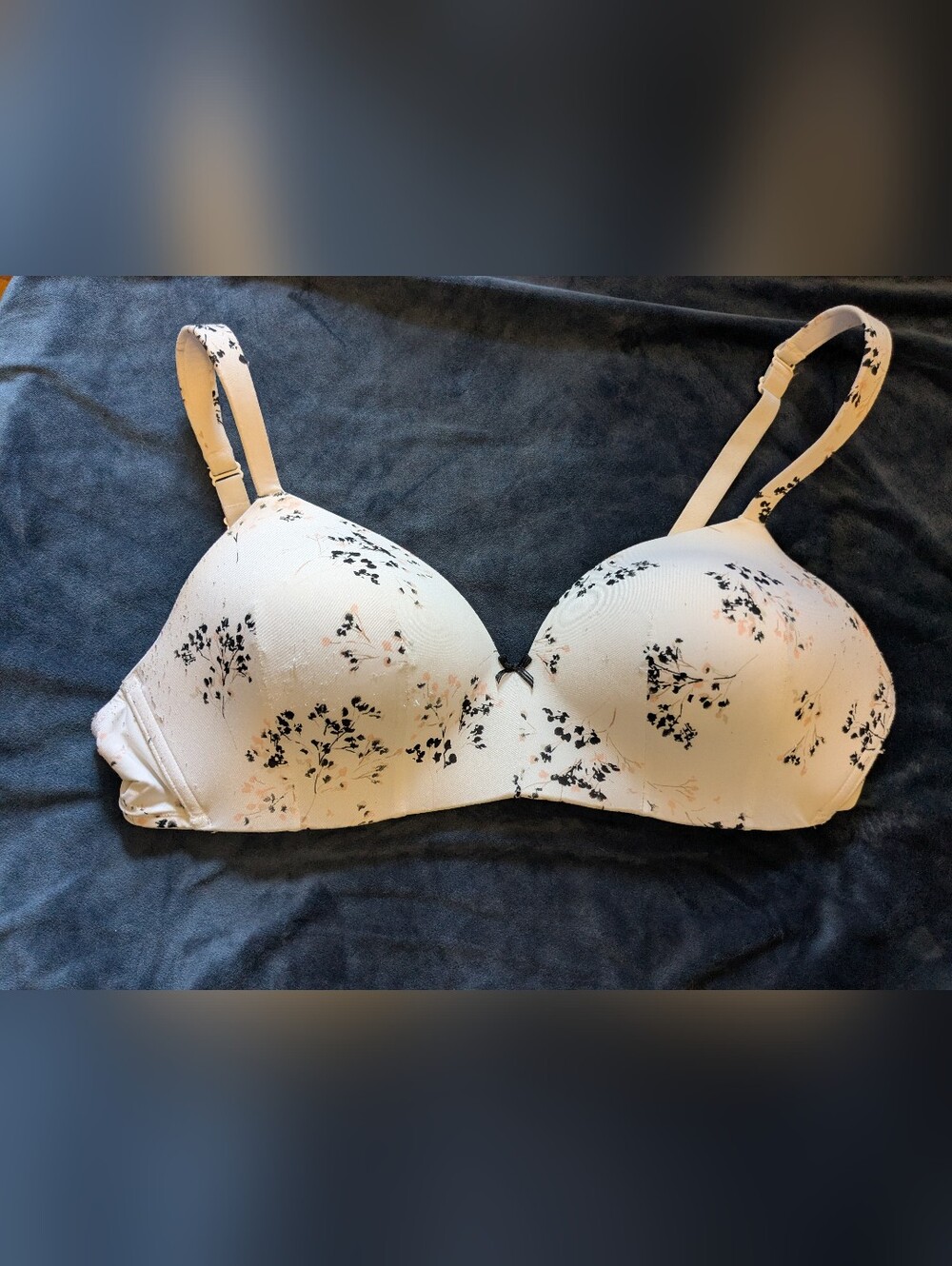 Cacique White Floral Print No-Underwire Bra, 40c